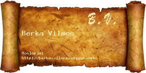 Berka Vilmos névjegykártya